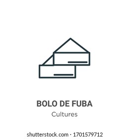 Bolo de fuba outline vector icon. Thin line black bolo de fuba icon, flat vector simple element illustration from editable cultures concept isolated stroke on white background