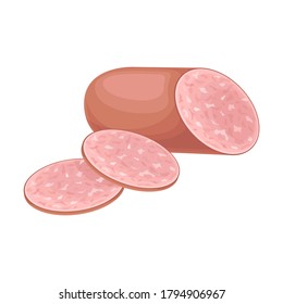 Bologna or Boiled Sausage as Meat Product Vector Illustration
