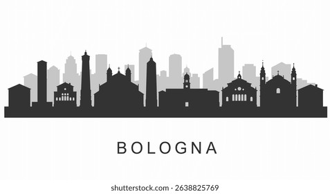 Bologna City Silhouette with Italian Skyline.
