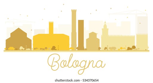 Bologna City skyline golden silhouette. Vector illustration. Simple flat concept for tourism presentation, banner, placard or web site. Business travel concept. Cityscape with landmarks.