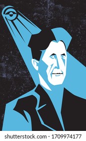 Bologna, Italy, April 2020, George Orwell Vector Portrait