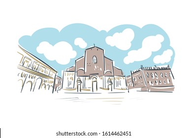 Bologna Italy Europe vector sketch city illustration line art