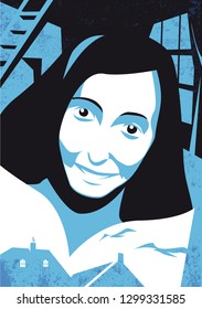 Bologna, Italy, Januari 2019, Anne Frank Illustration, Vector