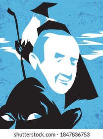 Bologna, Italy, Nov. 2020, J.R.R. Tolkien Vector Illustration