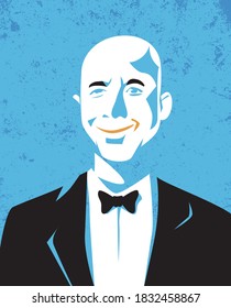 Bologna, Italy, October 2020, Jeff Bezos Vector Illustration