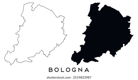 Bologna map outline and black silhouette vector
