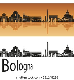 Bologna skyline in orange background in editable vector file