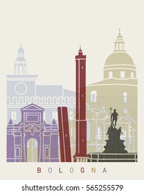 Bologna skyline poster in editable vector file