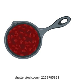 Bolognese sauce in a frying pan. vector on a white background