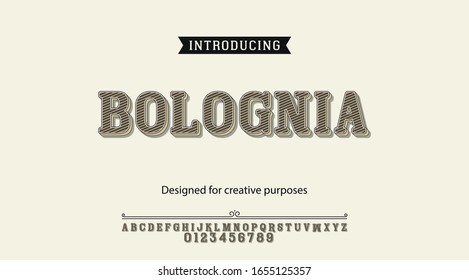 Bolognia typeface.For labels and different type designs