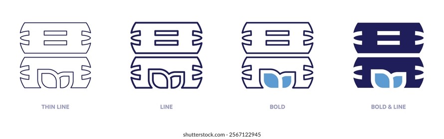 Bolster icon in 4 different styles. Thin Line, Line, Bold, and Bold Line. Duotone style. Editable stroke.