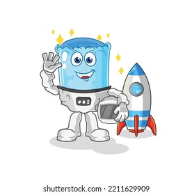 the bolster pillow astronaut waving character. cartoon mascot vector