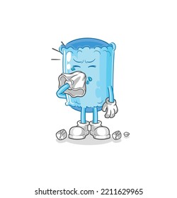 the bolster pillow blowing nose character. cartoon mascot vector