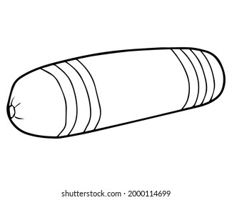 bolster pillow line vector illustration,
isolated on white background.top view