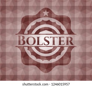 Bolster red emblem with geometric pattern background. Seamless.