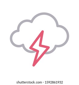 bolt cloud vector color line icon 