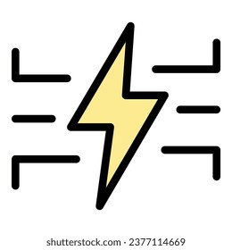Bolt comfort zone icon outline vector. Leaving escape. Success courage color flat