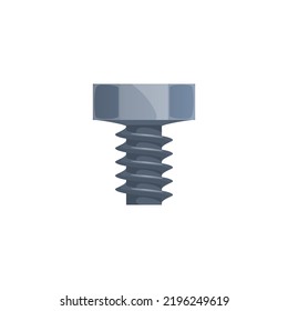 Bolt, Construction Tool Or Fastener Hardware For Carpentry And Woodwork, Vector. Screw Bolt, Fastening Equipment Item Of Handicraft, Building And Engineering