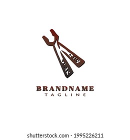diseño de dibujos animados del logotipo de la herramienta de corte de tornillos de metal simple vectores modernos