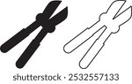 bolt cutter vector and outline icon white background