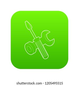 Bolt driver icon green vector isolated on white background