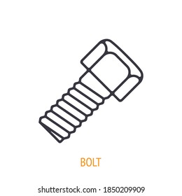 Bolt or fastener outline icon. Vector illustration. Hand work tools and instrument. Construction industry symbol. Thin line pictogram for user interface. Isolated white background