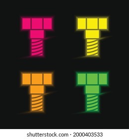 Falten Sie das vierfarbige leuchtende Neonvektorsymbol aus