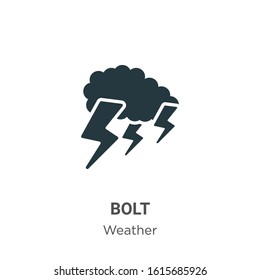 Bolt glyph icon vector on white background. Flat vector bolt icon symbol sign from modern weather collection for mobile concept and web apps design.