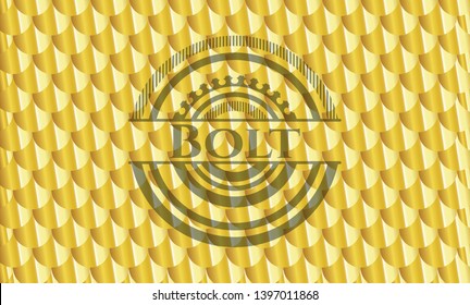 Bolt gold badge. Scales pattern. Vector Illustration. Detailed.