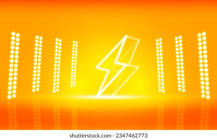 bolt golden lights on the stage light floodlights vector design.