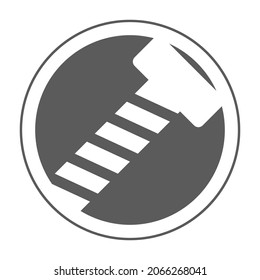 Bolt, gray round sign for design on white background, vector illustration