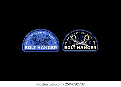 bolt hanger rock climbing, bouncer, screw, fastener retro badge logo vector design collection set for adventure, climbing, explorer, mountaineer, climber