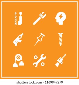 bolt icon. 9 bolt vector set. rifle, screw, wrench and gearbox icons for web and design about bolt theme