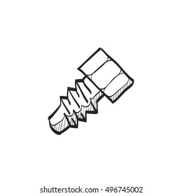 Bolt icon in doodle sketch lines. Industrial metal construction