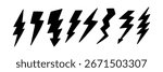 Bolt Icon with Lightning Thunderbolt Set. Electric Flash Energy Logo. Vector Illustration