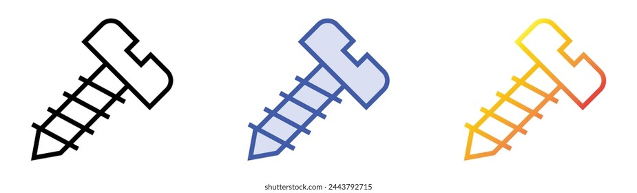 Bolzen-Symbol Lineares, blaues Füllungs- und Verlaufsstil-Design auf weißem Hintergrund
