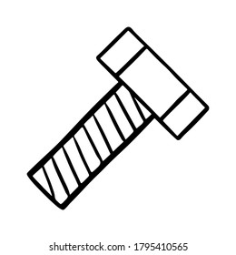 Bolzensymbol. Lineare Zeichnung. Schwarze Kontur-Silhouette. Seitenansicht. Vektorflache, handgezeichnete Illustration. Das einzelne Objekt auf weißem Hintergrund. Isolieren.