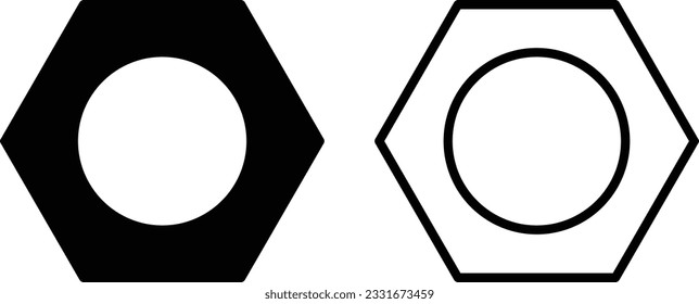 bolt icon set in two styles isolated on white background . nut bolt icon