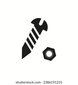 tornillos dibujados con el logotipo de la ilustración del vector de icono de perno.