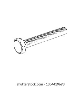 Bolzensymbol. Vektorgrafik einer Schraube. Handgezogener Bolzen, Schraubenwerkzeug. Blitz, Metall, Vektorgrafik