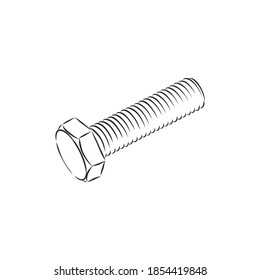 Bolt icon. Vector illustration of a screw. Hand drawn bolt, screw tool. bolt, metal, vector sketch illustration