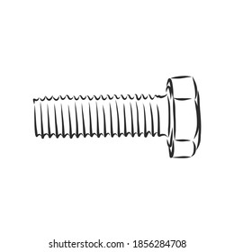 Bolt icon. Vector illustration of a screw. Hand drawn bolt, screw tool. bolt, metal, vector sketch illustration