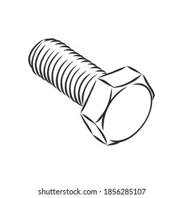 Bolt icon. Vector illustration of a screw. Hand drawn bolt, screw tool. bolt, metal, vector sketch illustration