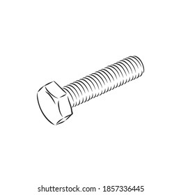 Bolt icon. Vector illustration of a screw. Hand drawn bolt, screw tool. bolt, metal, vector sketch illustration