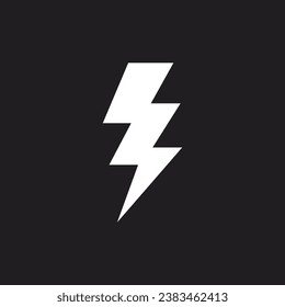 Bolt icon vector illustration. White bolt symbol isolated on black