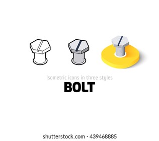 Bolt icon, vector symbol in flat, outline and isometric style