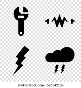 Bolt icons set. set of 4 bolt filled icons such as flash, wrench, thunderstorm