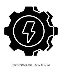 Bolt inside gear, icon of energy management