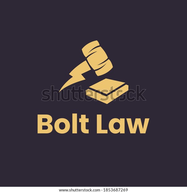 Bolt Law,\
lightning judge\'s hammer logo\
design