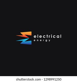 Bolt Letter E for electrical logo icon vector template on black background